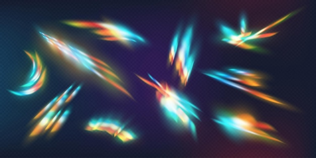 Conjunto de ilustraciones vectoriales realistas del efecto de refracción de la luz