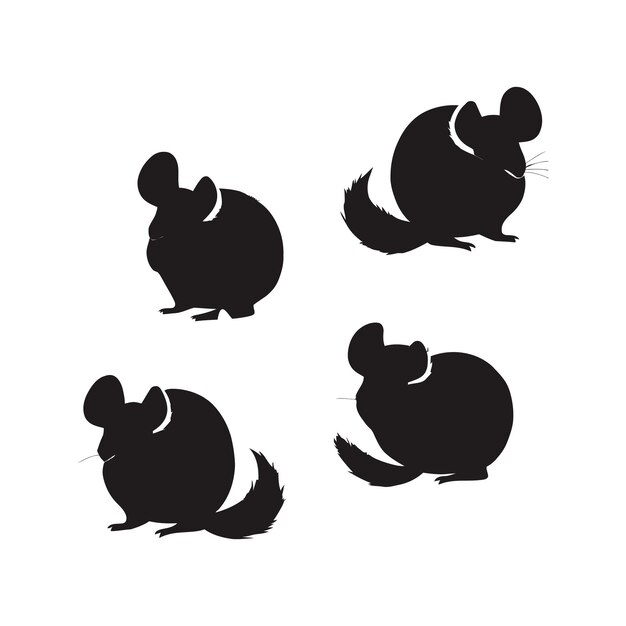 Conjunto de ilustraciones vectoriales de la silueta de la chinchilla