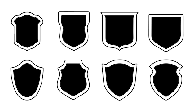 Un conjunto de ilustraciones vectoriales de la silueta del escudo