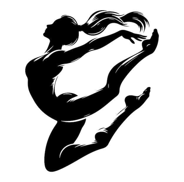 Conjunto de ilustraciones vectoriales de silueta femenina de gimnasia