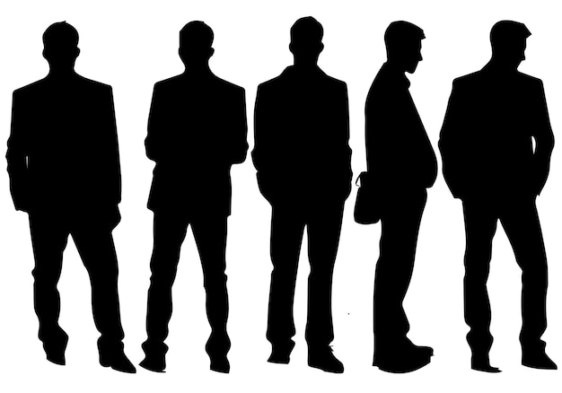 Conjunto de ilustraciones vectoriales de la silueta del hombre de negocios inteligente
