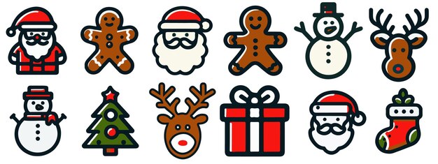 Conjunto de ilustraciones vectoriales sobre los iconos de Navidad y Año Nuevo