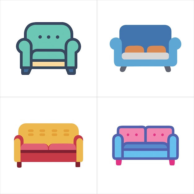 Conjunto de ilustraciones vectoriales de sofá