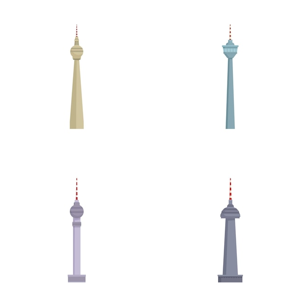Conjunto de ilustraciones vectoriales de torres de comunicación