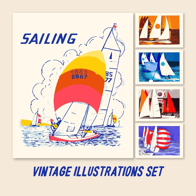 Conjunto de ilustraciones vintage de vela