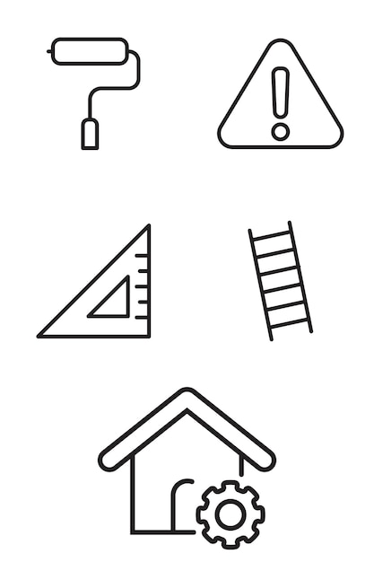 Conjunto de ilustradores de vectores de iconos de líneas de construcción