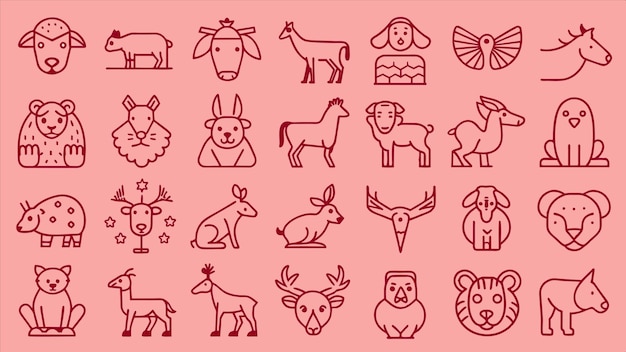 un conjunto de imágenes de animales y animales