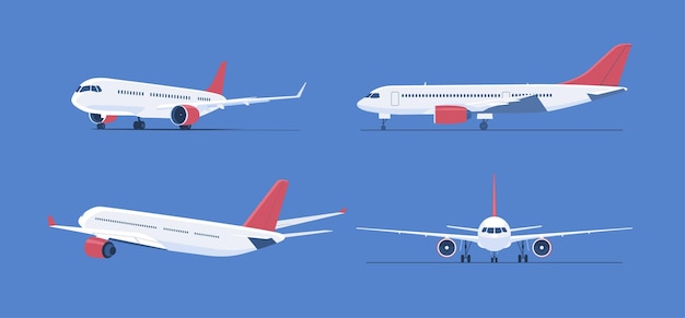 Vector conjunto de imágenes de avión a reacción ilustración vectorial