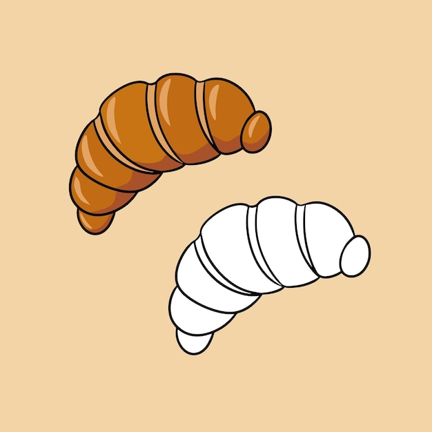 Un conjunto de imágenes deliciosas croissants recién horneadas ilustraciones vectoriales al estilo de las caricaturas