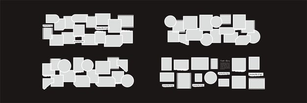 Conjunto de imágenes o fotogramas diseño de collage marcos de fotos abstractos y plantilla de pared de fotos digitales