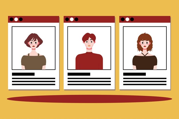 Conjunto de imágenes de perfil de redes sociales Diseño plano Ilustración vectorial