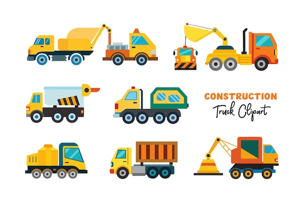 Conjunto de imágenes prediseñadas de camiones de construcción