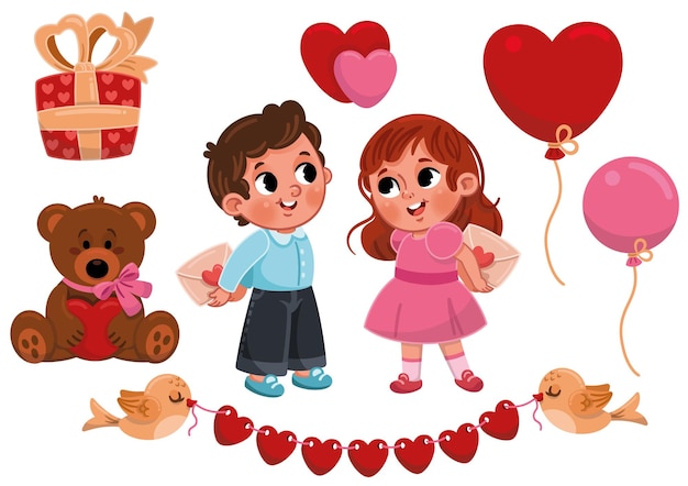 Vector conjunto de imágenes prediseñadas de feliz día de san valentín