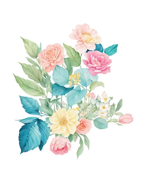 Conjunto de imágenes prediseñadas de flores de acuarela Ilustraciones florales realistas para diseños nupciales simples y elegantes