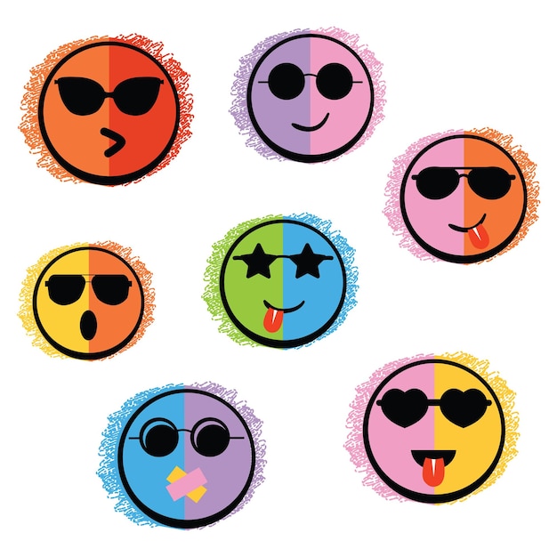 Conjunto de imágenes prediseñadas de Smiley fresco