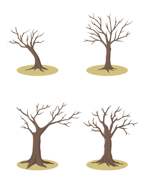 Conjunto de imágenes prediseñadas de vector de árbol muerto