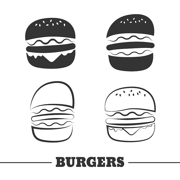 Conjunto de imágenes prediseñadas de vector de hamburguesa
