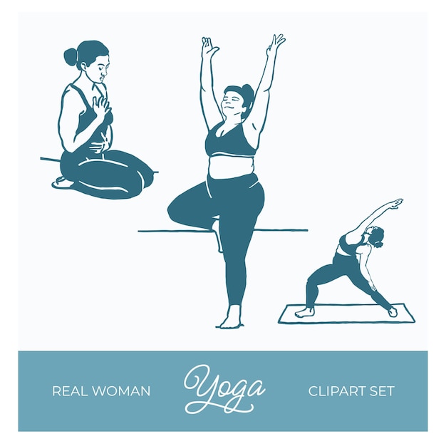 Vector conjunto de imágenes prediseñadas de yoga de mujer real