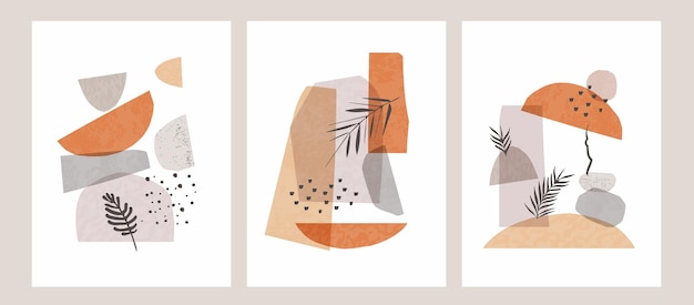 Conjunto de impresión de pintura nórdica de formas abstractas Colección de fondo de póster de estilo escandinavo