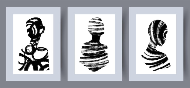 Conjunto de impresión de vector abstracto escandinavo estilo vectorial. Conjunto de póster de vector de arte de pared imprimible. Diseño minimalista dibujado a mano para interior escandinavo.