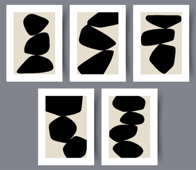 Conjunto de impresión de vector abstracto escandinavo. fondo de arte de pared abstracto minimalista para imprimir. estilo vectorial escandinavo.