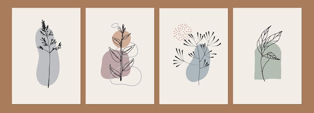 Conjunto de impresiones de arte botánico abstracto