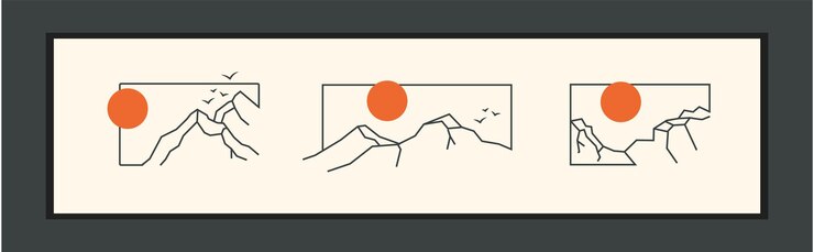 Conjunto de impresiones artísticas de línea modernas minimalistas creativas fondos estéticos contemporáneos