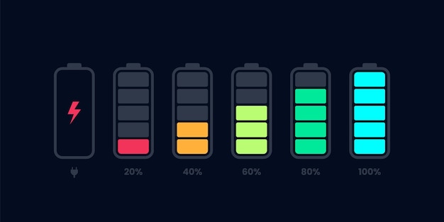 Vector conjunto de indicadores de carga de la batería