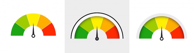 Conjunto de indicadores de velocímetros. sensores de color para medir la velocidad y el dial de potencia.