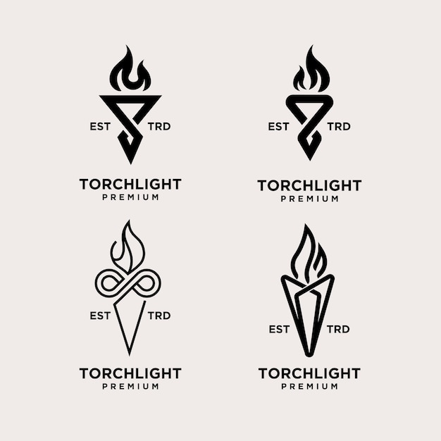 Conjunto de infinito de antorcha Ilustración del diseño del icono del logotipo