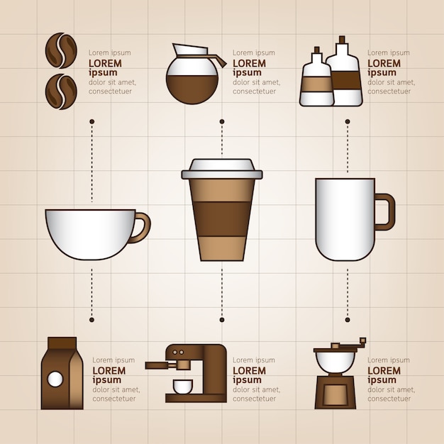 Conjunto de infografía café. ilustración.