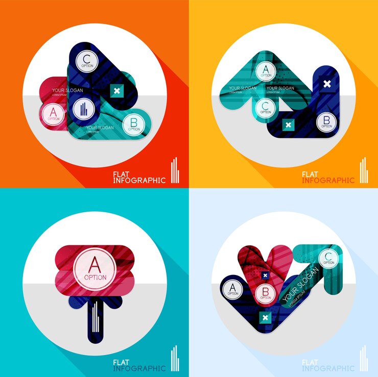 Vector conjunto de infografía geométrica en estilo plano moderno
