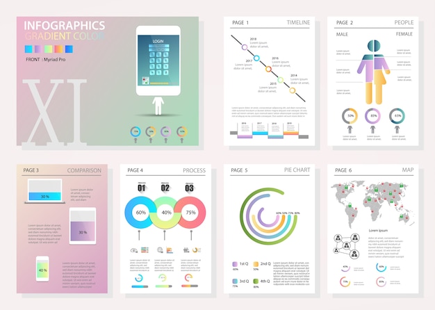 Vector conjunto de infografía