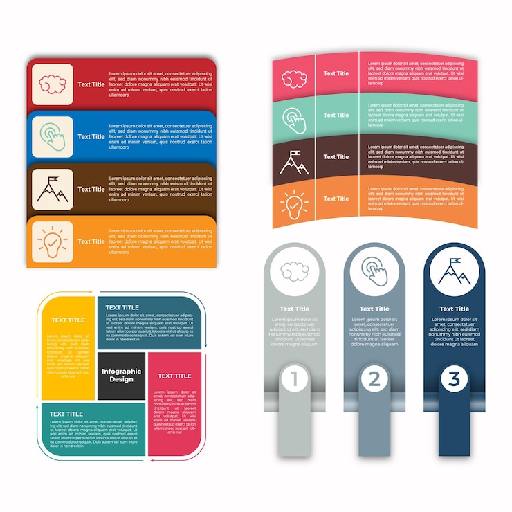 Conjunto de infografías con con opciones de servicio pasos partes y procesos