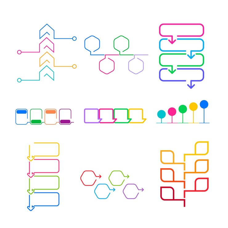 Vector conjunto de infográficos de diseño simple línea de trazo color negro