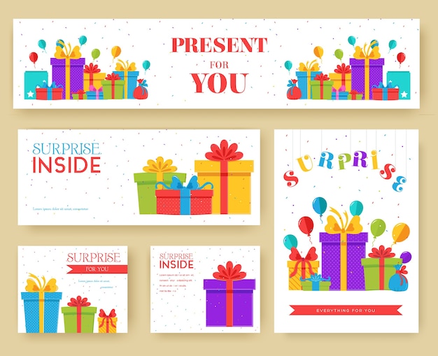 conjunto de información de regalo sorpresa.