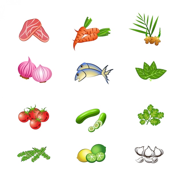 conjunto de ingredientes alimentarios