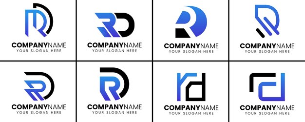 Conjunto inicial de diseño de logotipo rd