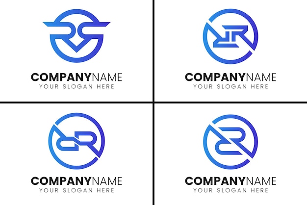 Vector conjunto inicial de diseño de logotipo rr