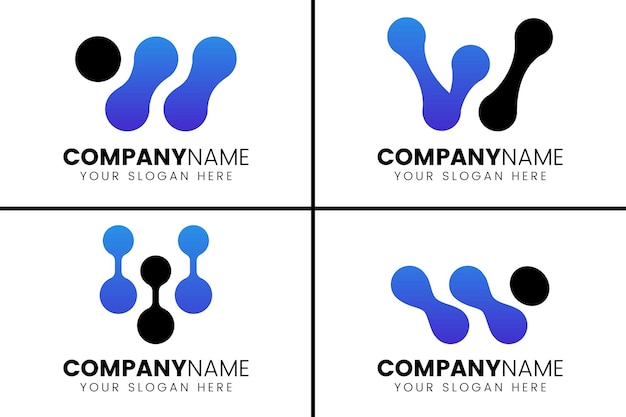 Conjunto inicial de diseño de logotipo de tecnología w