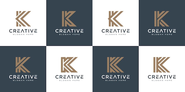 Conjunto de iniciales letra K diseño de logotipo abstracto