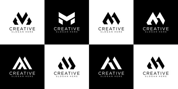 Conjunto de iniciales letra m logo abstracto diseño vectorial