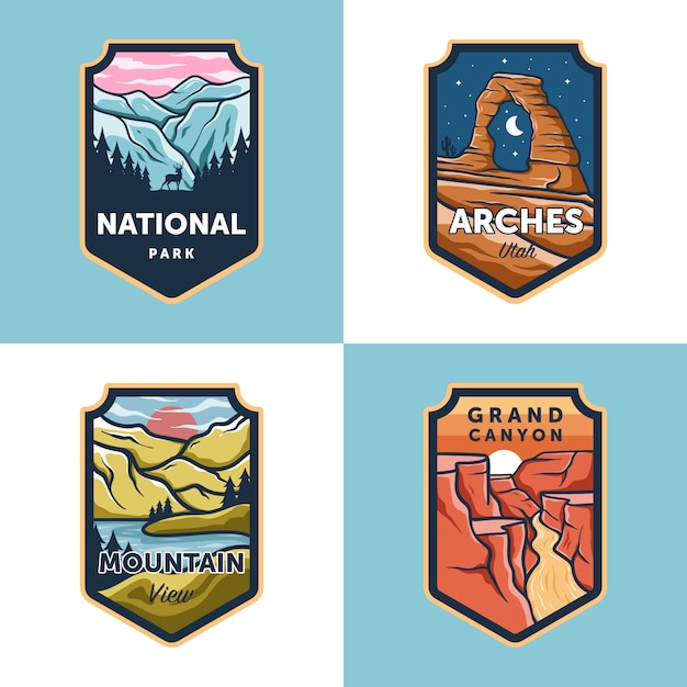 Conjunto de insignia al aire libre de vector parque nacional