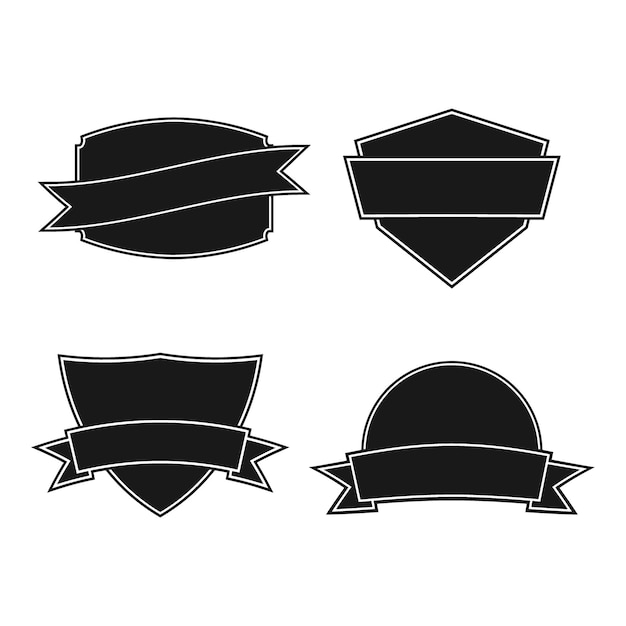 conjunto de insignia de escudo con emblema de etiqueta de logotipo de cinta