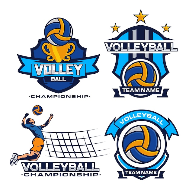 Conjunto de insignia del logotipo del equipo de voleibol