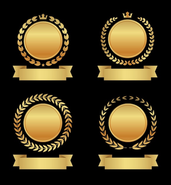 Conjunto de insignia de premio dorado