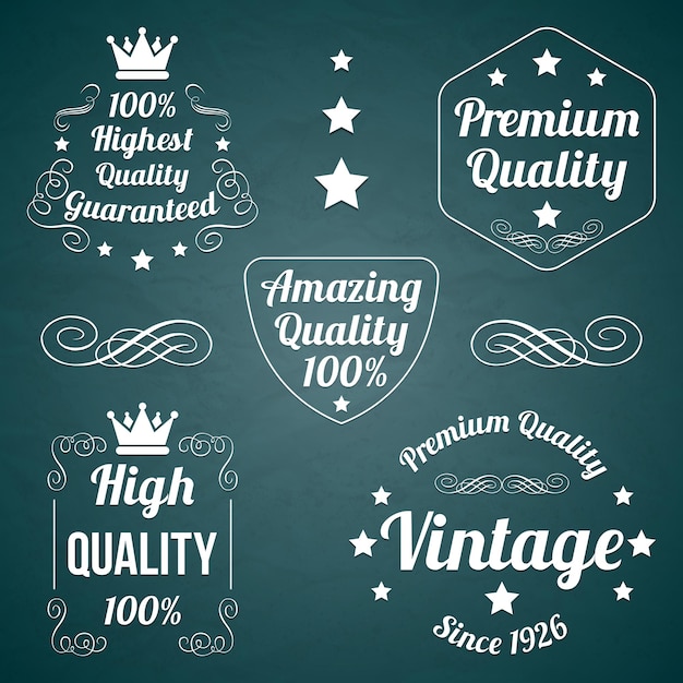 Conjunto de insignias de calidad premium vector elementos vintage