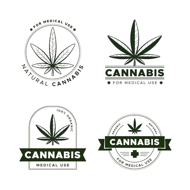 Vector conjunto de insignias de cannabis medicinal.