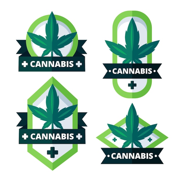 Vector conjunto de insignias de cannabis medicinal.