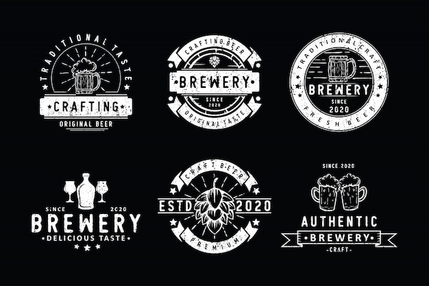 Vector conjunto de insignias de cervecería vintage